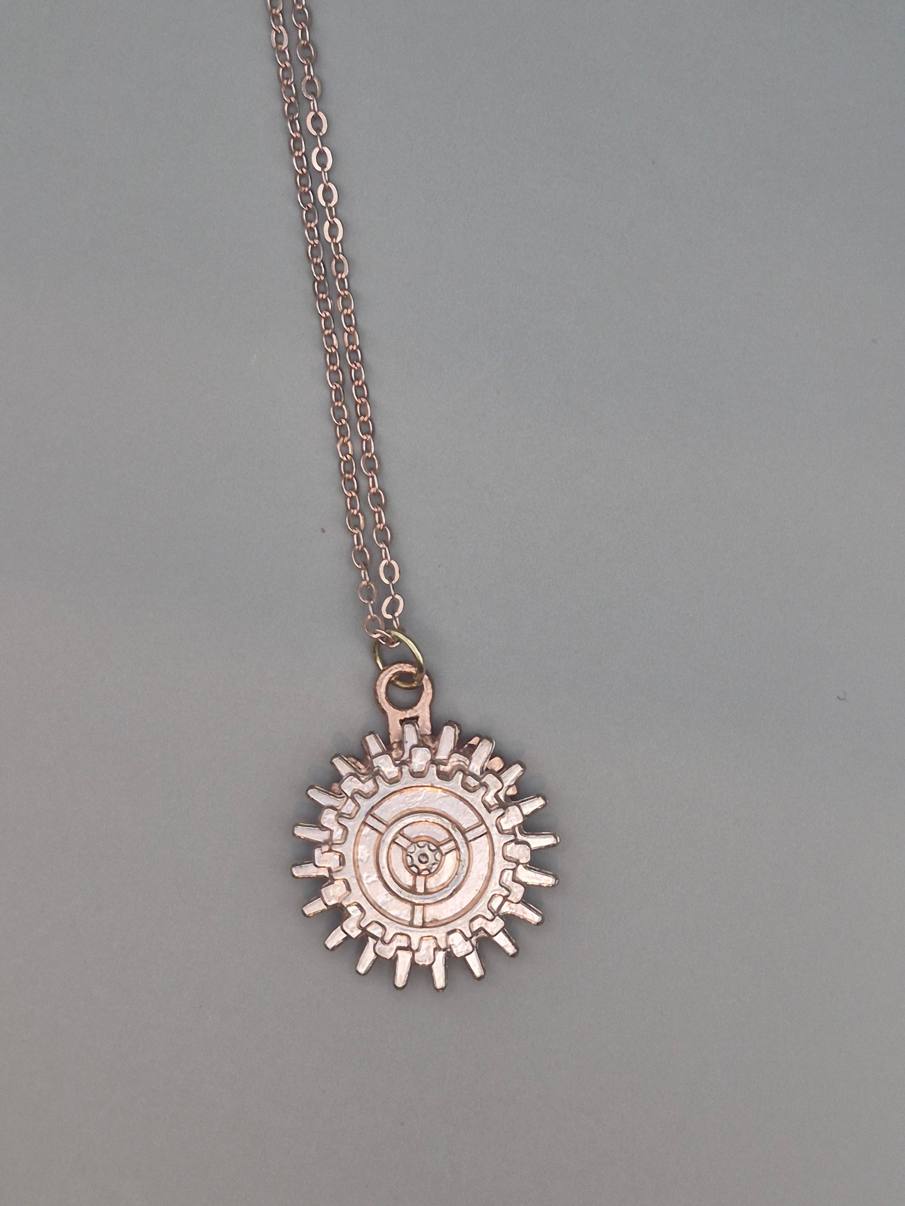 Rose Gold Cog Necklace