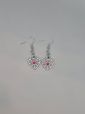 Cog Heart Earrings Red