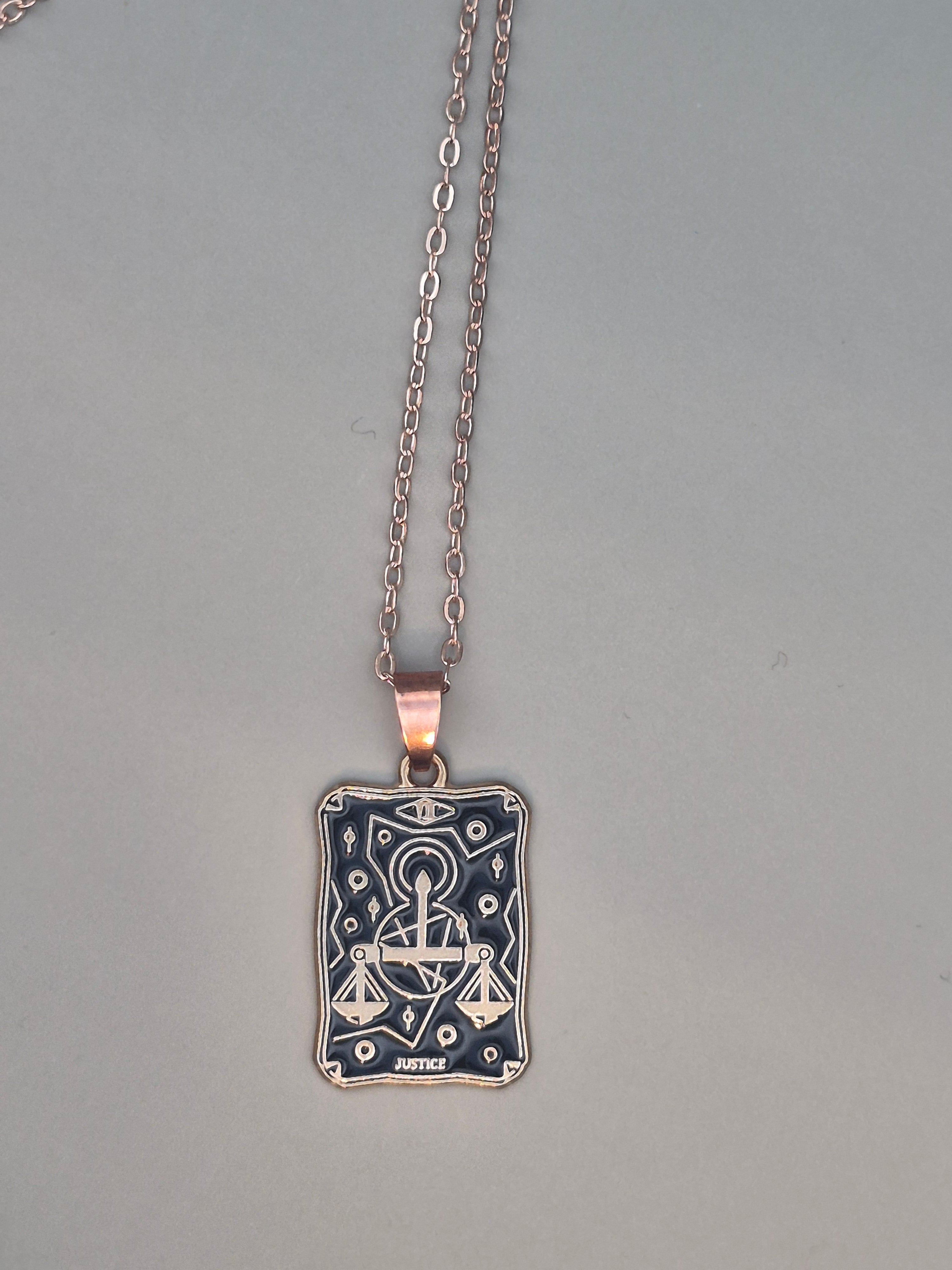 Justice Tarot Card Necklace